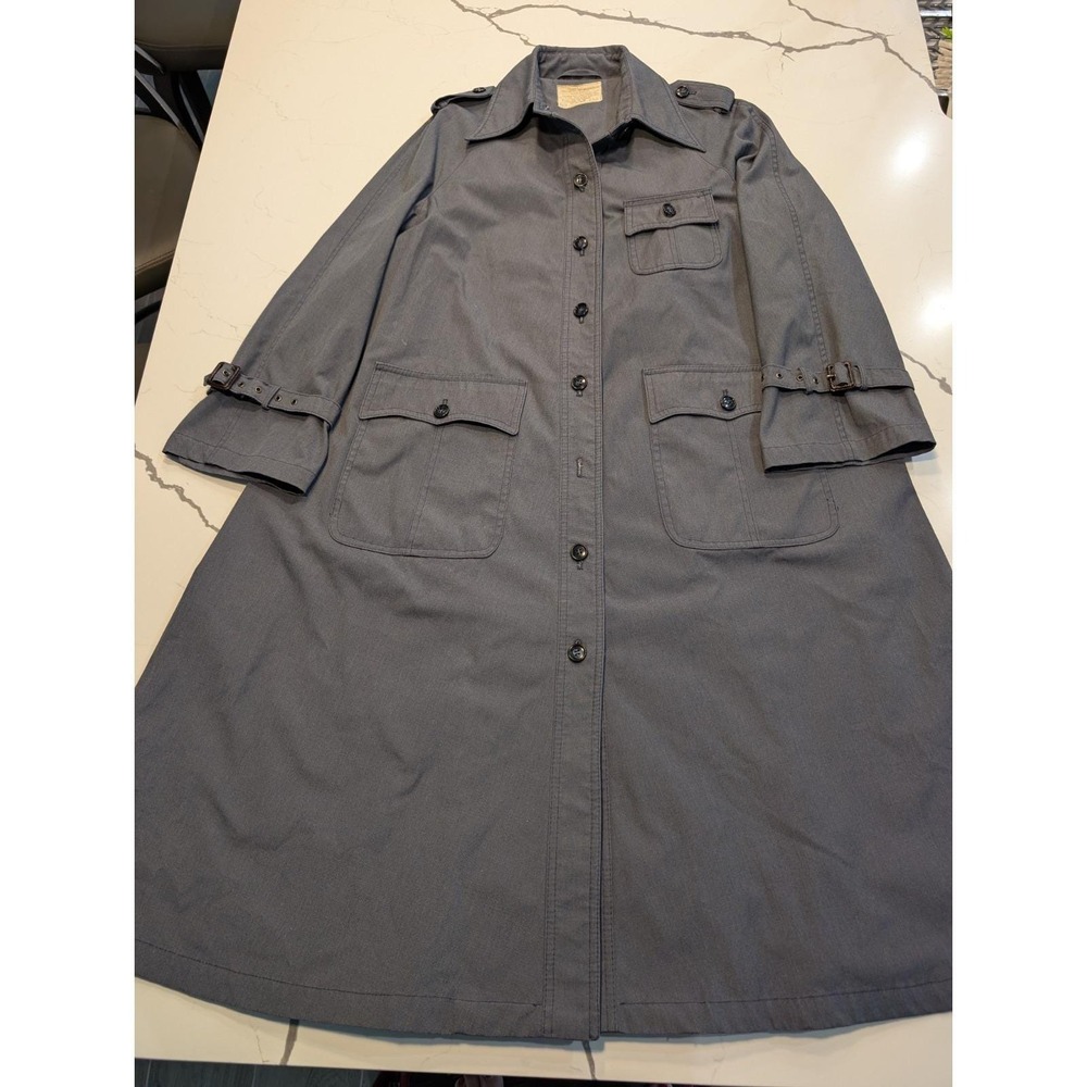 VINTAGE Classic Neusteters Womens Slate Blue Trench Raincoat AMAZING